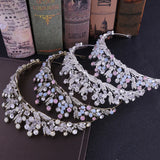 Baroque Pink Crystal Beads Bridal Tiara Crown Pageant Prom Rhinestone Veil