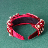 Baroque Rhinestone Bow Pearl Headband Hair Hoop for Women