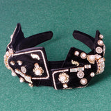 Baroque Rhinestone Bow Pearl Headband Hair Hoop for Women