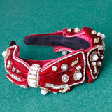 Baroque Rhinestone Bow Pearl Headband Hair Hoop for Women