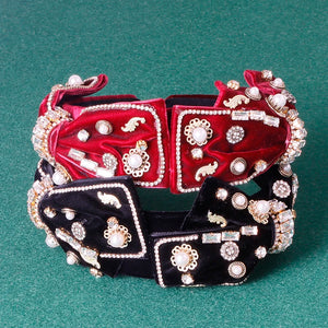 Baroque Rhinestone Bow Pearl Headband Hair Hoop for Women