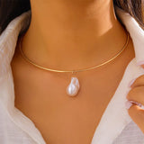 Baroque Pearl Pendant Collar Necklace For Women Party Gift