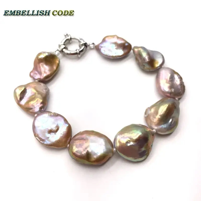 Golden Purple Keshi Style Bracelet Bangles Cultured Pearl