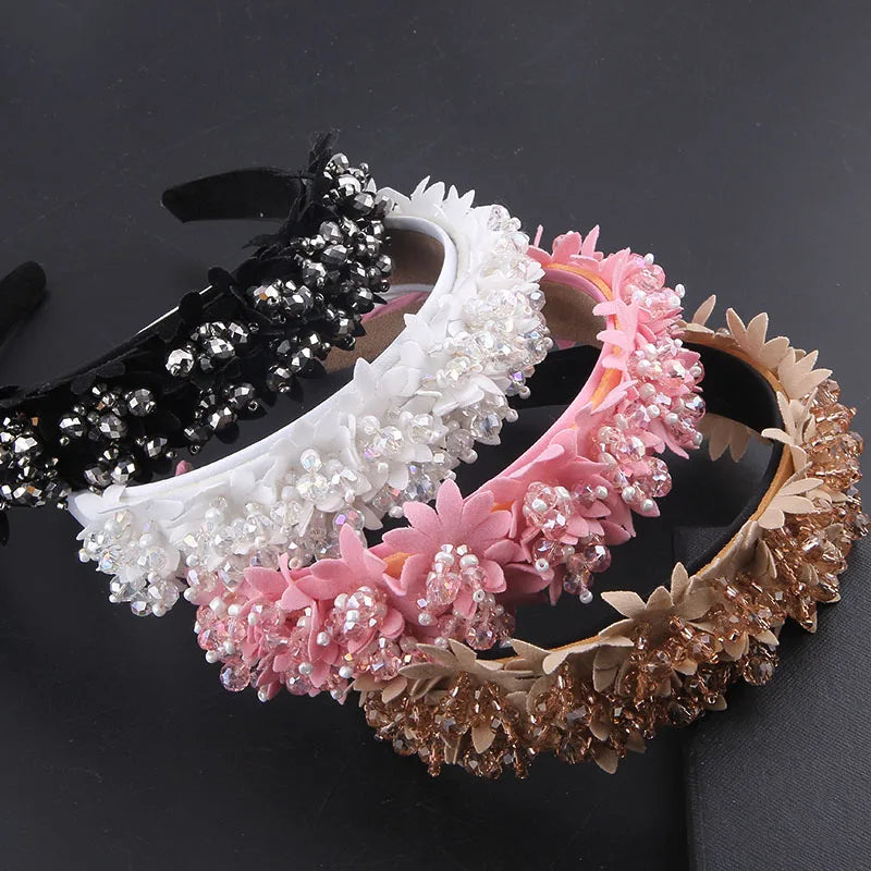 Baroque Lace Flower Headband Vintage Pearl Hairband