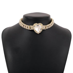 Baroque Heart Rhinestone Necklace Romantic Evening Accessory