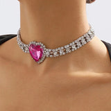 Baroque Heart Rhinestone Necklace Romantic Evening Accessory