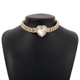 Baroque Heart Rhinestone Necklace Romantic Evening Accessory