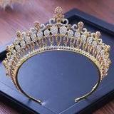 Baroque Bridal Crystal Tiara Crowns Queen Pageant Prom Rhinestone Veil Tiaras
