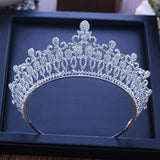 Baroque Bridal Crystal Tiara Crowns Queen Pageant Prom Rhinestone Veil Tiaras