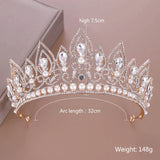 Baroque Crystal Crown Princess Pearl Tiaras Headwear