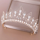 Baroque Crystal Crown Princess Pearl Tiaras Headwear
