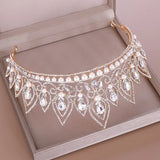 Baroque Crystal Crown Princess Pearl Tiaras Headwear