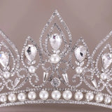 Baroque Crystal Crown Princess Pearl Tiaras Headwear