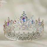 Baroque Rhinestone Crystal Wedding Crown Queen Flowers Bridal Tiara