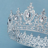 Baroque Rhinestone Crystal Wedding Crown Queen Flowers Bridal Tiara
