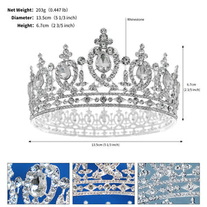 Baroque Rhinestone Crystal Wedding Crown Queen Flowers Bridal Tiara