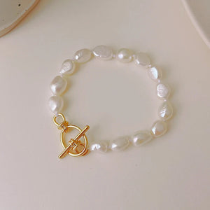 Baroque Freshwater Pearl Bracelet Vintage Beaded Buckle Jewelry
