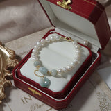 Baroque Freshwater Pearl Bracelet Lucky Coin Natural Jades Crystal Jewelry