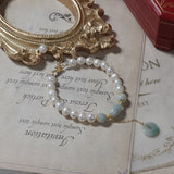 Baroque Freshwater Pearl Bracelet Lucky Coin Natural Jades Crystal Jewelry