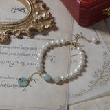 Baroque Freshwater Pearl Bracelet Lucky Coin Natural Jades Crystal Jewelry