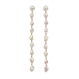 Baroque Freshwater Pearl Long Drop Earrings French Bridal Jewelry