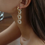 Baroque Freshwater Pearl Long Drop Earrings French Bridal Jewelry
