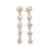 Baroque Freshwater Pearl Long Drop Earrings French Bridal Jewelry