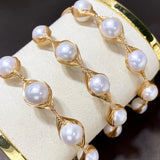 Baroque Natural Pearl Boyfriend Bracelet 14K Wrapped Jewelry