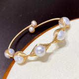 Baroque Natural Pearl Boyfriend Bracelet 14K Wrapped Jewelry
