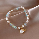 Baroque Natural Pearl Shell Elephant Pendant Bracelet for Girls