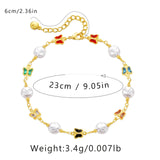 Baroque Pearl Anklets with Butterflies Women Summer Natural Pearl