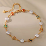 Baroque Pearl Anklets with Butterflies Women Summer Natural Pearl