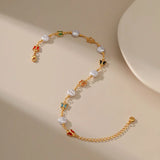 Baroque Pearl Anklets with Butterflies Women Summer Natural Pearl