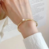 Baroque Pearl Beaded Bracelet OT Buckle Geometric Two-piece Open Bracelet