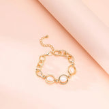 Baroque Pearl Charm Bracelet Metal Chain Bangle Punk Goth Jewelry