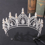 Baroque Pearl Crystal Tiara Crown Wedding Bridal Jewelry