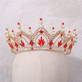 Baroque Pearl Crystal Tiara Crown Wedding Bridal Jewelry