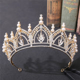 Baroque Pearl Crystal Tiara Crown Wedding Bridal Jewelry