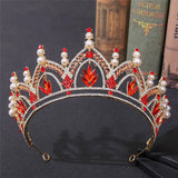 Baroque Pearl Crystal Tiara Crown Wedding Bridal Jewelry