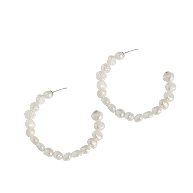 Baroque Pearl Earrings 925 Sterling Silver Cold Wind Earrings