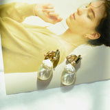 Baroque Pearl Ear Clips Asymmetric Pearl Clip Earring