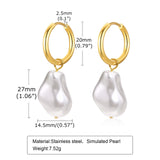 Baroque Pearl Earrings, Simulated Pearl Huggie Hoop Earrings