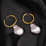 Baroque Pearl Earrings, Simulated Pearl Huggie Hoop Earrings