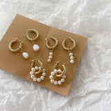 Baroque Pearl Hoop Earrings Thick Round Hoops Pearls Women's Jewelry