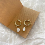 Baroque Pearl Hoop Earrings Thick Round Hoops Pearls Women's Jewelry