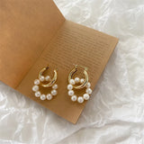 Baroque Pearl Hoop Earrings Thick Round Hoops Pearls Women's Jewelry