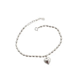 Baroque Pearl Love Heart Pendant Bracelet 925 Sterling Silver Jewelry