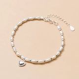 Baroque Pearl Love Heart Pendant Charms Bracelet 925 Sterling Silver Jewelry