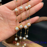 Baroque Pearl Necklace Gemstones Men Amulet Jewelry 925 Silver Talismans