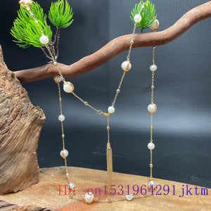 Baroque Pearl Necklace Gemstones Men Amulet Jewelry 925 Silver Talismans